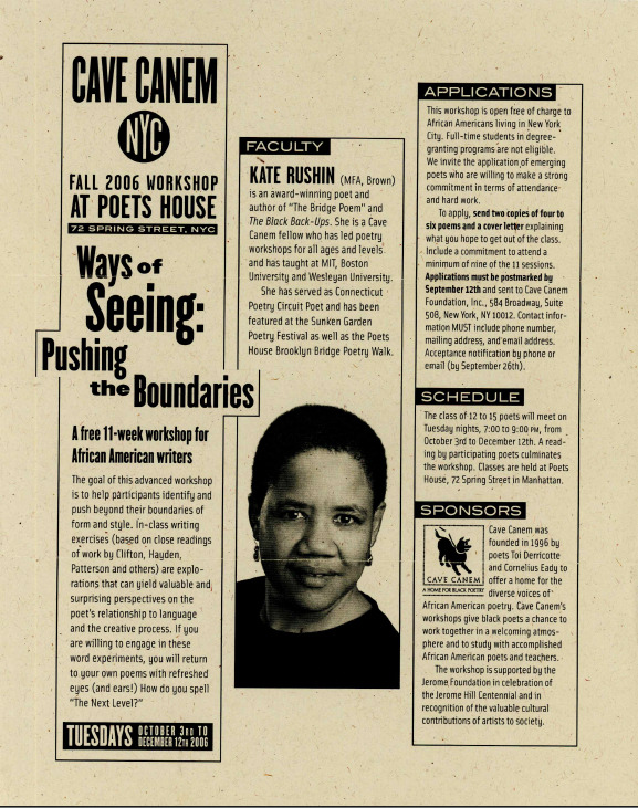 Cave Canem Fall 2006 Workshop at Poets House: “Ways of Seeing: Pushing the Boundaries”